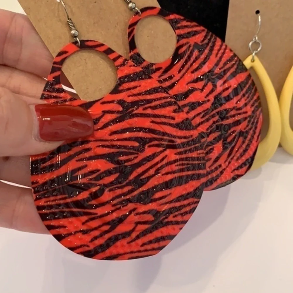 💐5/25 jumbo huge large 1980s bold colorful statement earrings